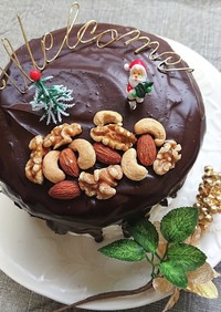 動画クリスマスチョコナッツフルーツケーキ