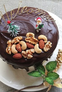 動画クリスマスチョコナッツフルーツケーキ
