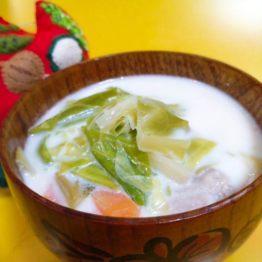 キャベツのミルク味噌スープの画像