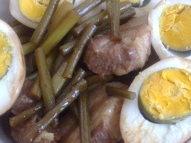 簡単豚肉、ゆで卵の味噌煮(圧力鍋使用)