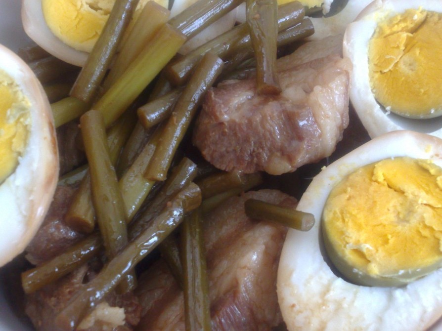 簡単豚肉、ゆで卵の味噌煮（圧力鍋使用）の画像