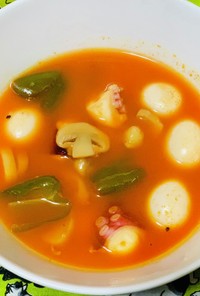 タコとミックスビーンズの野菜スープ