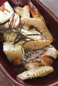 鯛とタケノコのオーブン焼き