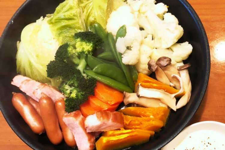 たっぷり温野菜 フライパンで蒸すだけ レシピ 作り方 By Rikomiku クックパッド 簡単おいしいみんなのレシピが365万品