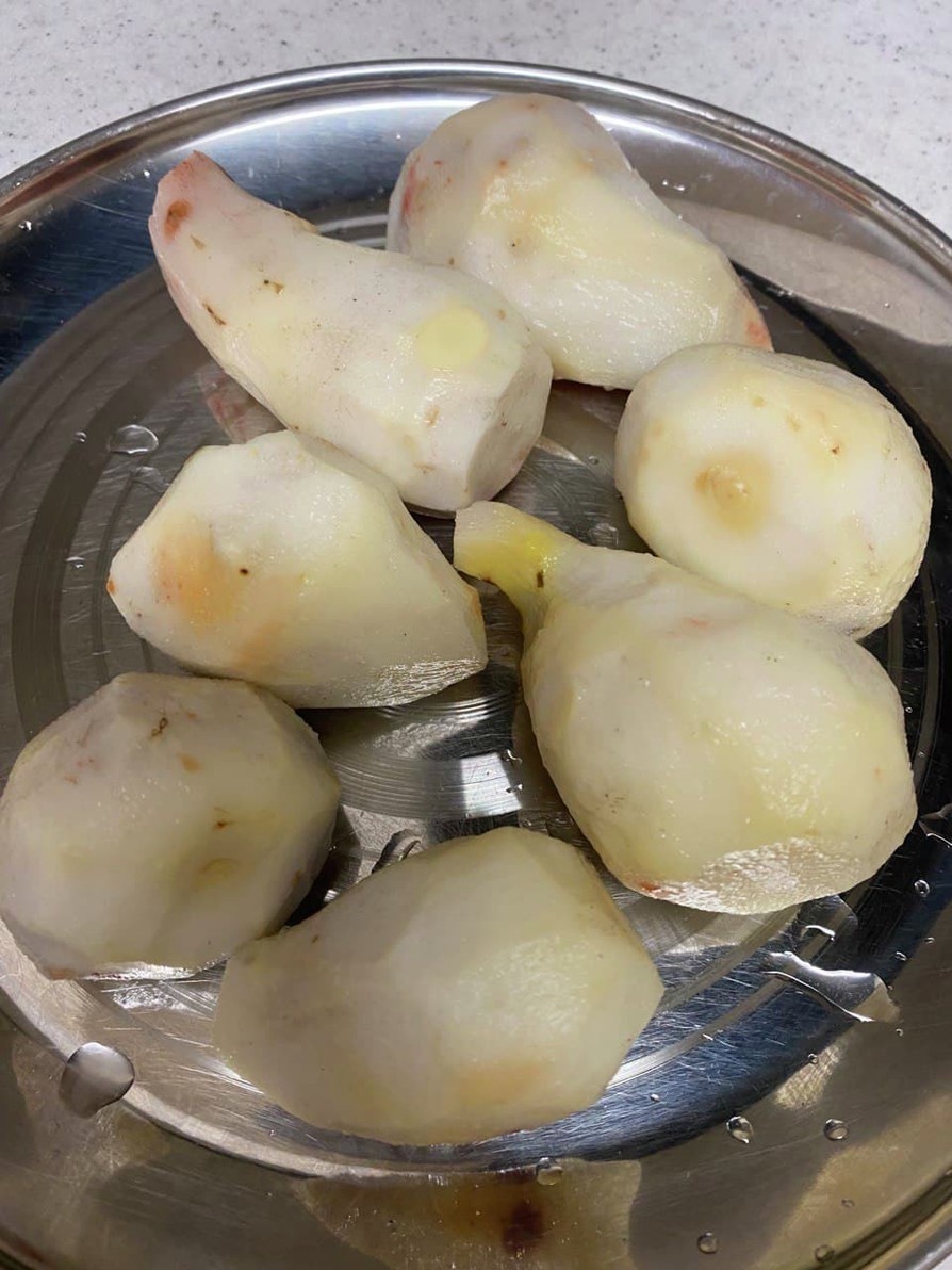 保温鍋で　里芋の下茹での画像