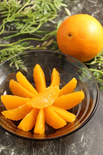簡単！オレンジの切り方　料理用の写真
