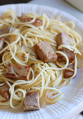 余った焼豚のスパゲティ
