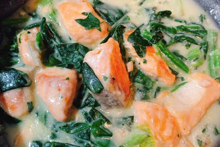 鮭とほうれん草のクリーム煮 レシピ 作り方 By ゆ クックパッド 簡単おいしいみんなのレシピが375万品