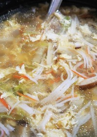 カニかまと白菜のかき玉スープ
