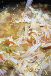 カニかまと白菜のかき玉スープ