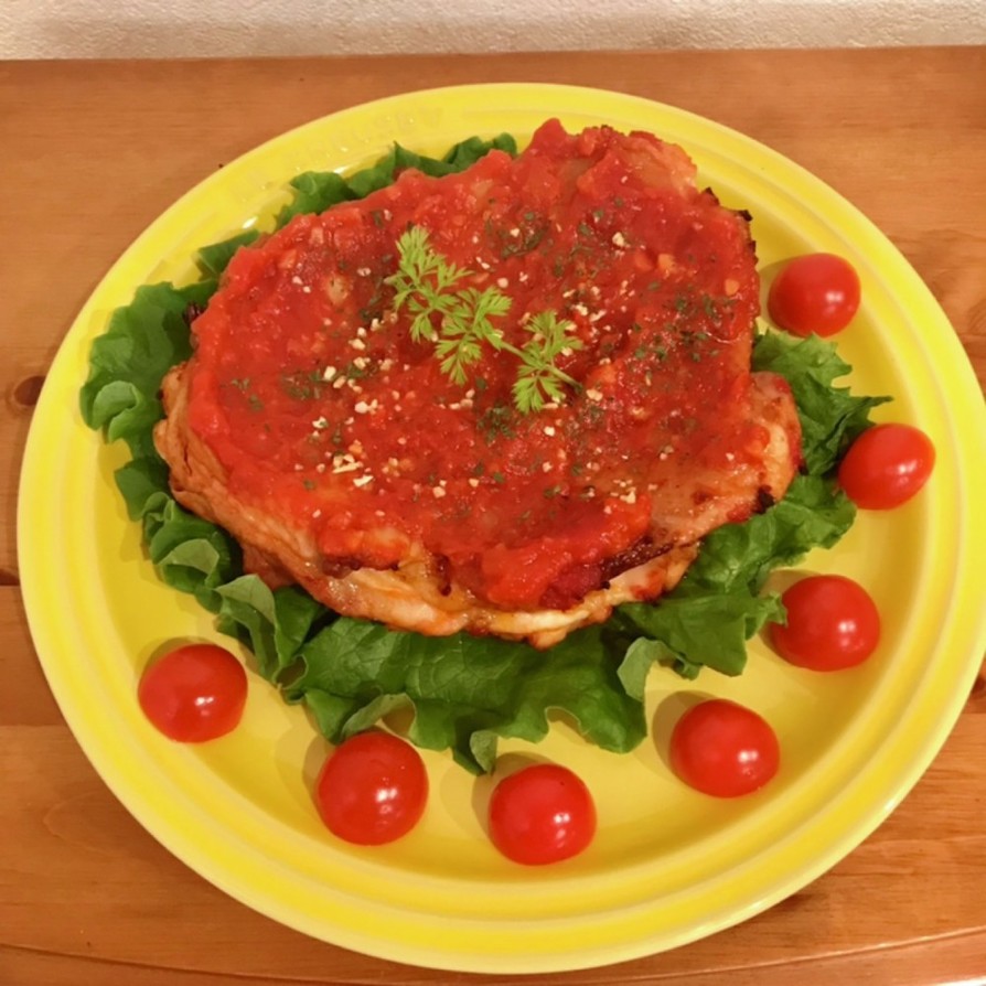 オーブンでトマトガーリックチキンステーキの画像