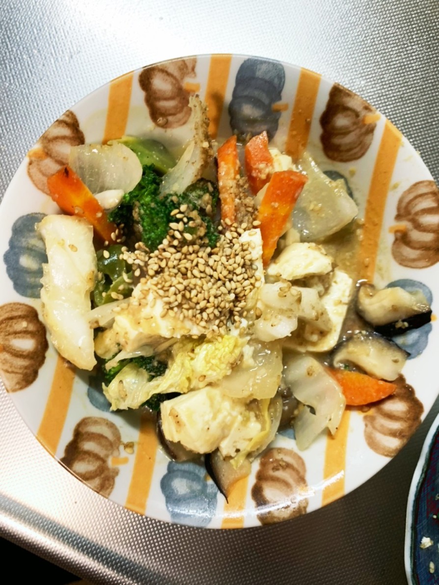 レンジ肉なし豆腐コク旨和風味噌野菜炒めの画像