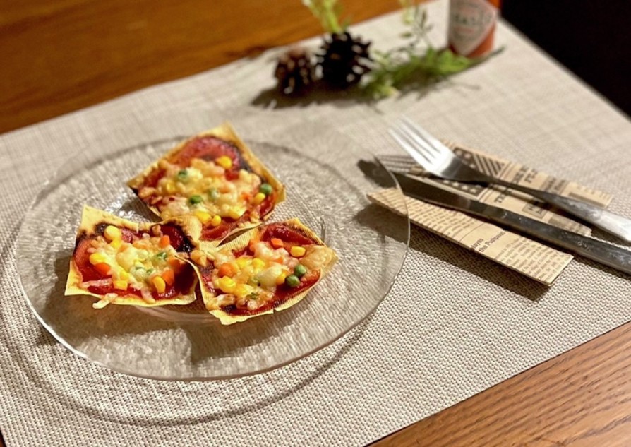 【簡単】豆腐干でパリパリトマトピザの画像