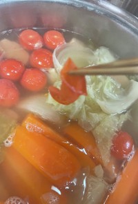 簡単味変★勝手に鍋で湯むき技★ミニトマト