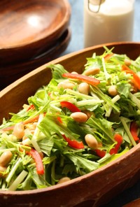免疫力アップ！水菜と大豆のシーザーサラダ