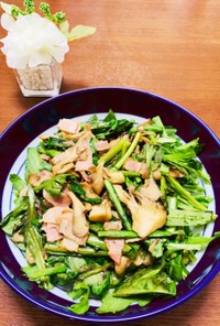 春菊と舞茸の温野菜サラダ（バタポン味）