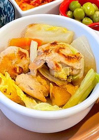 鶏モモと野菜　麺つゆ生姜炒め