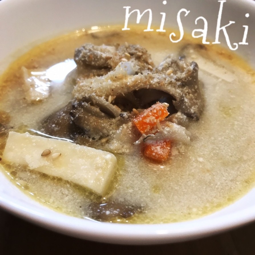 ごま香る♫キノコとささみの豆乳スープ☆の画像