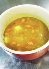 豆まきの豆のカレー味噌スープ