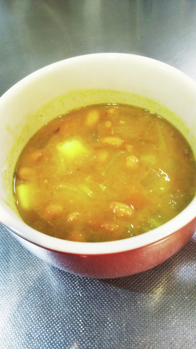 豆まきの豆のカレー味噌スープの画像