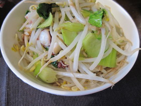簡単!!もやしと青梗菜のタコ炒め
