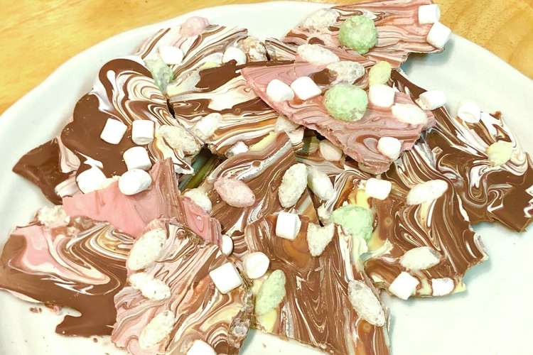 簡単 マーブル模様のひとくちチョコ レシピ 作り方 By Chunchun クックパッド 簡単おいしいみんなのレシピが375万品