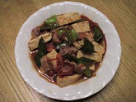 豆腐とトマトのピリ辛炒め