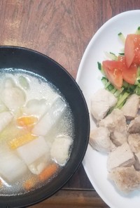 水晶鶏と春雨スープ