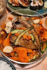 干物アレンジ♡鯵の干物と野菜の南蛮漬け 