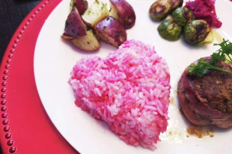 バレンタインにピンクのハートライス レシピ 作り方 By ワッキーウッキー クックパッド 簡単おいしいみんなのレシピが365万品