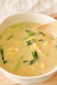 【楽めし】中華風にら玉コーンスープ