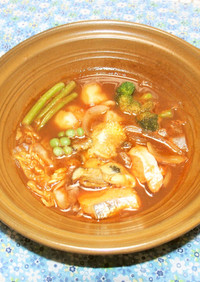 【ひとり鍋】牡蠣と鮭のデミ味噌シチュー