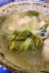 カブとしろ菜と豚肉の中華スープ