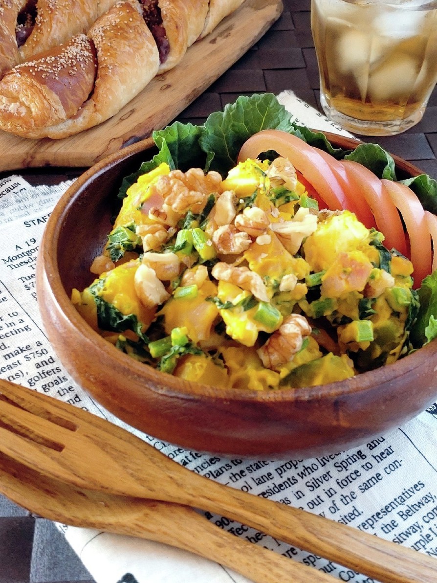 レンジで簡単☆南瓜とケールのデリ風サラダの画像