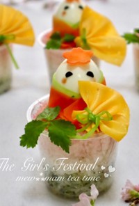ひな祭り✿簡単おさしみナシの姫カップ寿司