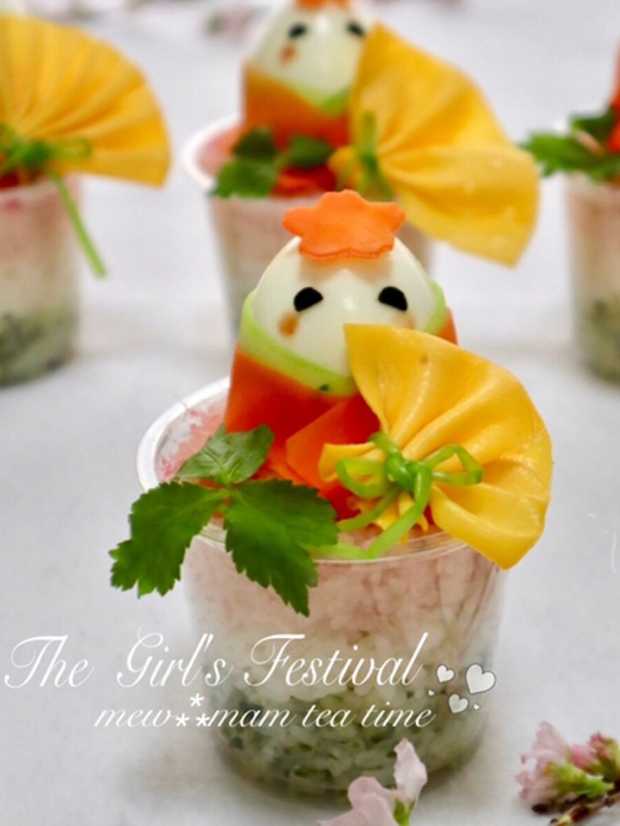 ひな祭り✿簡単おさしみナシの姫カップ寿司の画像