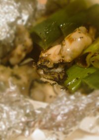牡蠣と葱のホイル焼き