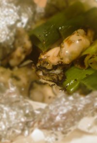 牡蠣と葱のホイル焼き