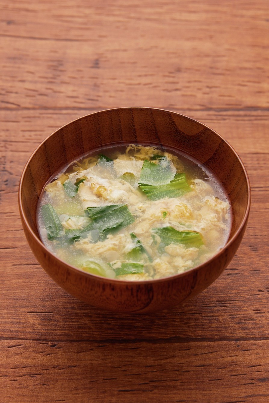 チンゲン菜と卵のスープの画像