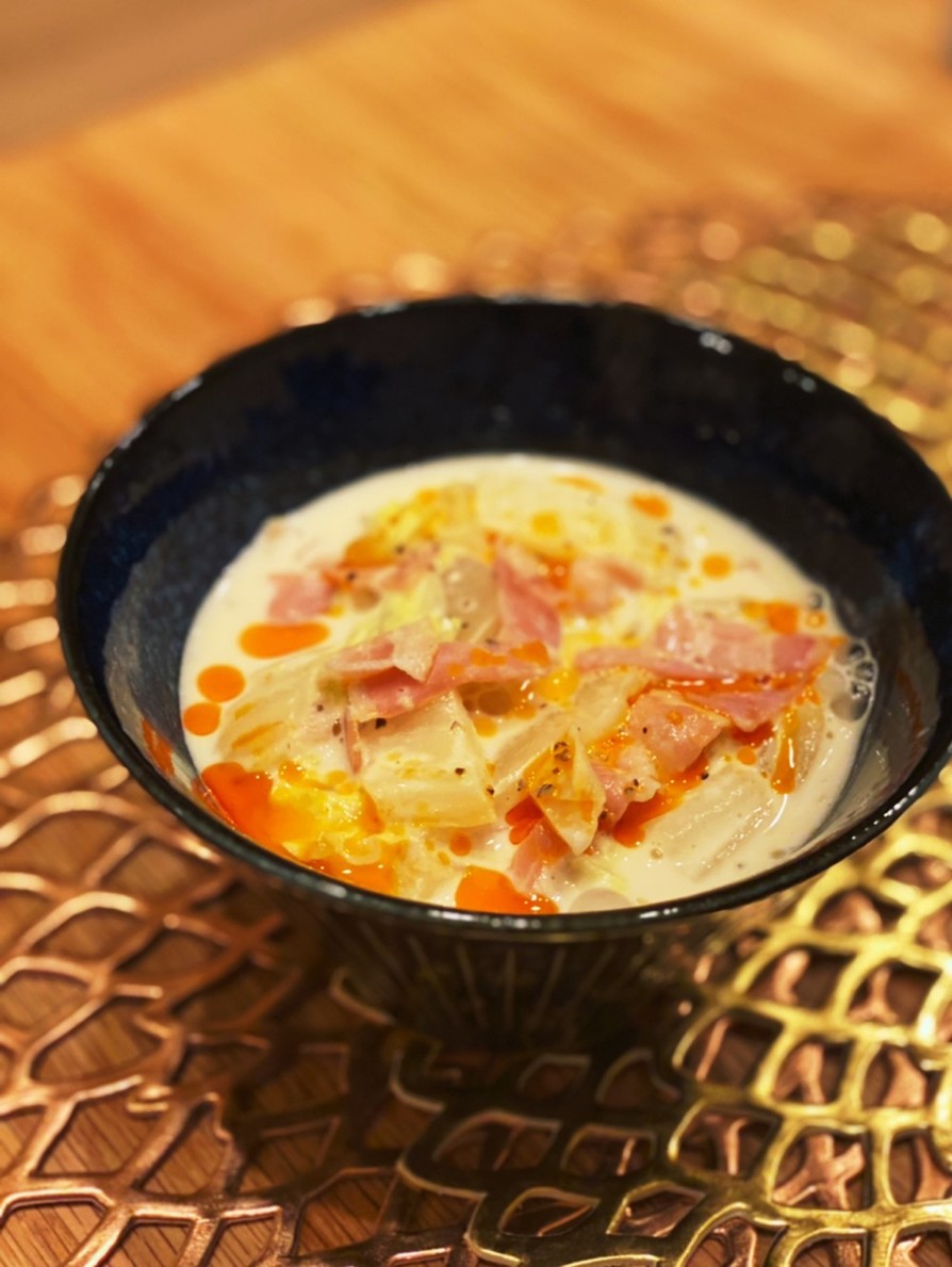 簡単☆白菜ベーコンクリームチーズのスープの画像
