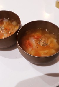新たまねぎとミニトマトのスープ