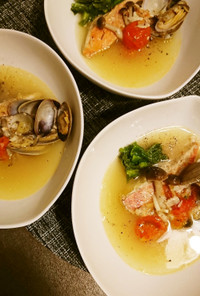 金目鯛とアサリのスープ