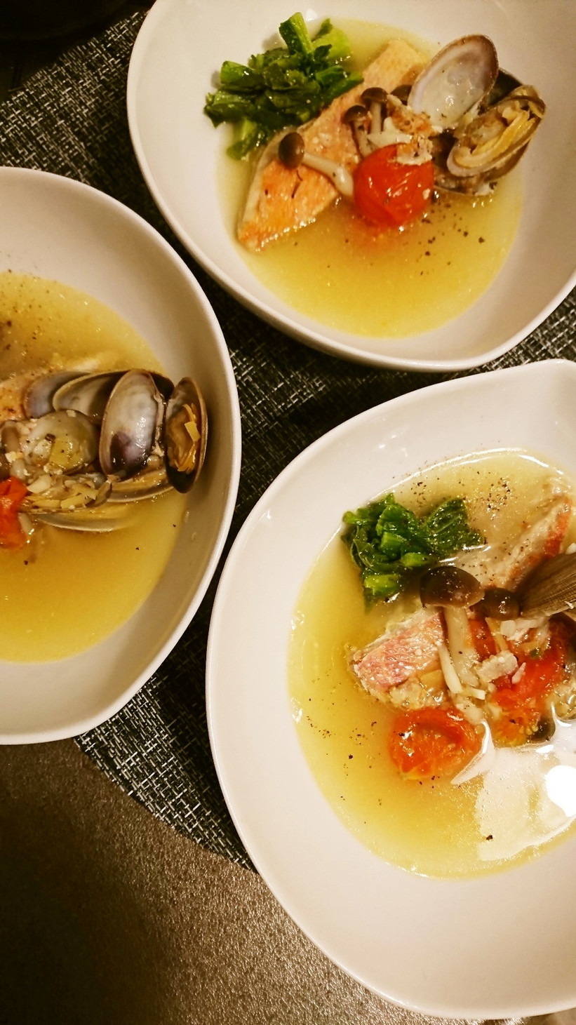 金目鯛とアサリのスープの画像