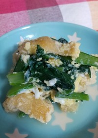 小松菜と切り揚げの卵とじ