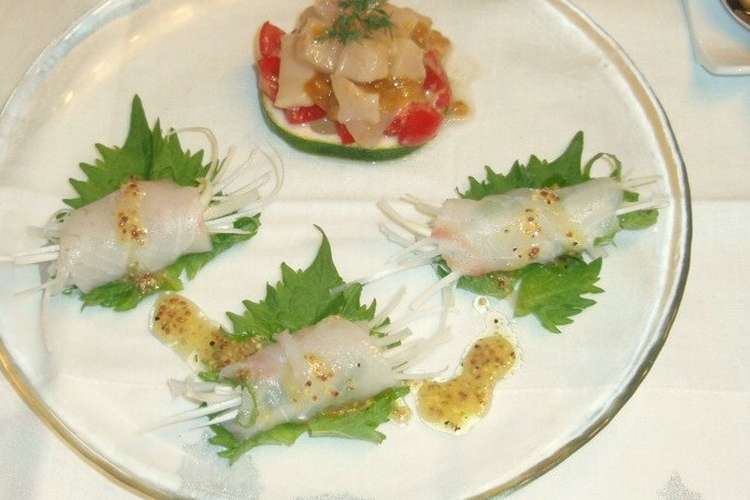 前菜 ホタテのウニ仕立て鯛のカルパッチョ レシピ 作り方 By ララキキ クックパッド