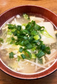 豆腐えのき　鳥ダシ中華スープ