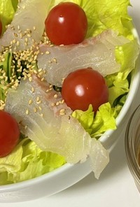 くるみダレの棒々鶏風鯛サラダ