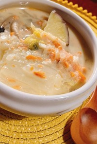 ★糖質30g以下★焼鮭の味噌豆乳スープ