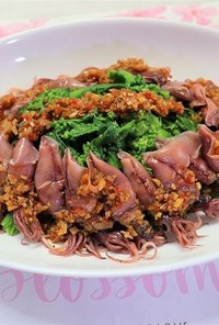 ホタルイカと菜の花の中華風ピリ辛サラダ