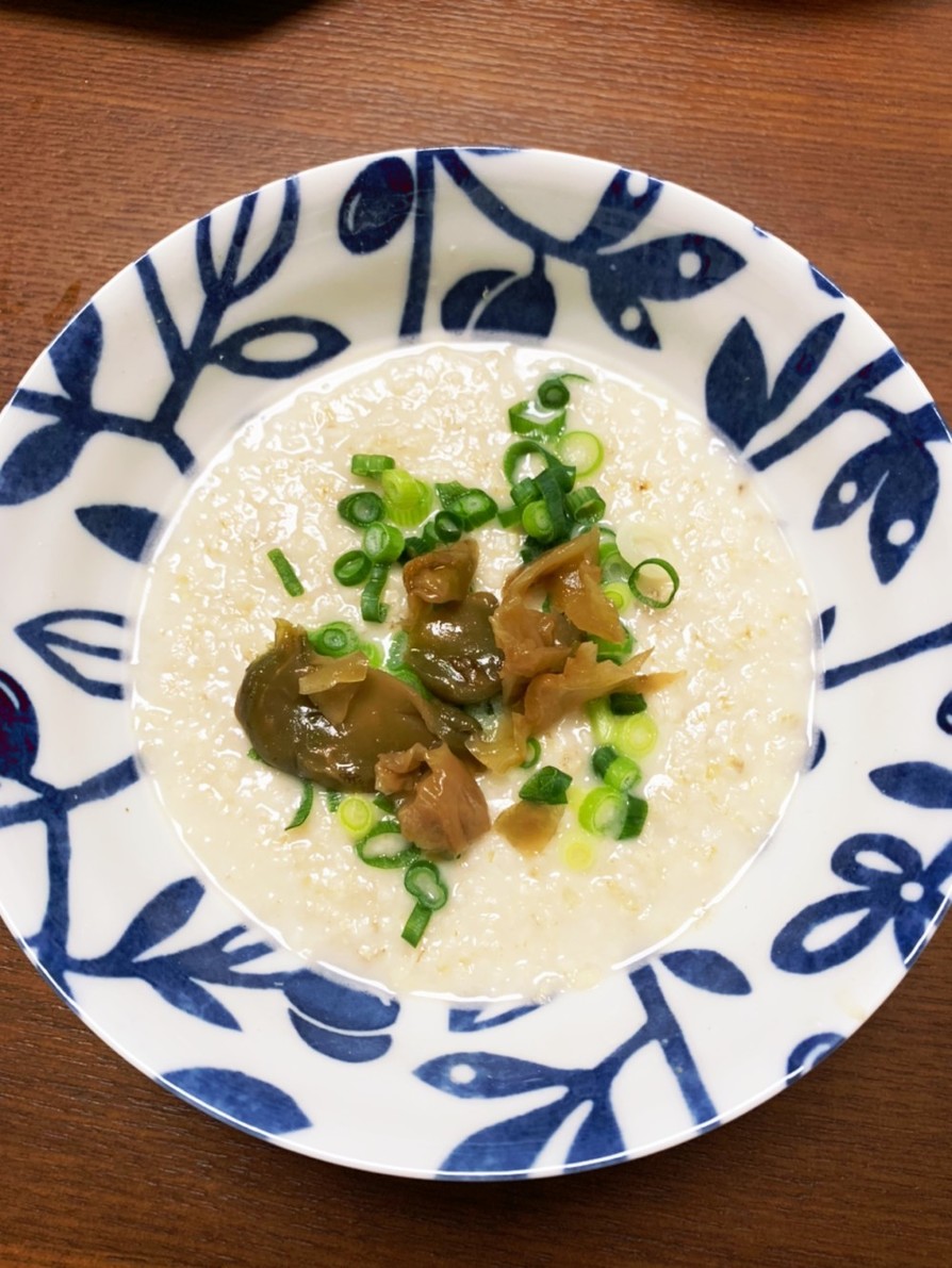 オートミールでザーサイの中華粥の画像